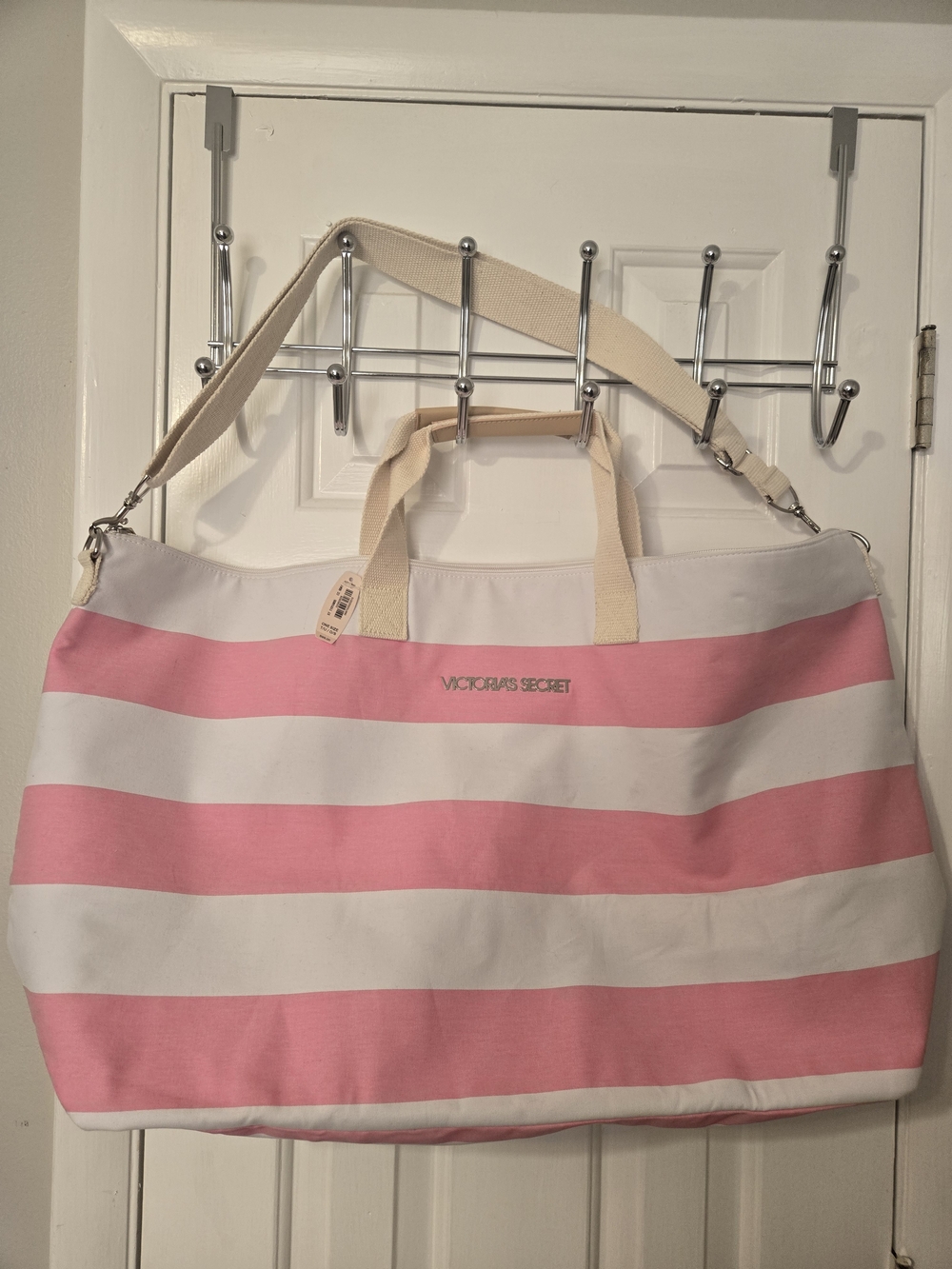 Victoria’s Secret Pink & White Striped Large Weekender Tote Bag – NWT